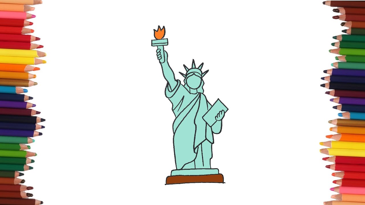 como dibujar la estatua de la libertad | Dibujos faciles - YouTube