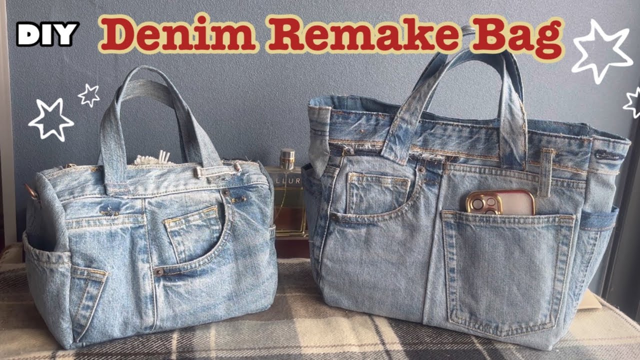 Denim Remake Bag] Denim is the best! Simple but cool! - YouTube