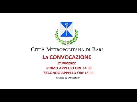 Consiglio Metropolitano di Bari del 21 Giugno 2022 ore 14:30