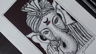Ganapati Portrait With Ink| Episode 2| 10Days 10 Ganesha| ganeshadrawing inktober