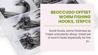 Beoccudo Offset Worm Fishing Hooks, 125Pcs Saltwater Stainless Steel Hooks, Wide Gap Barbed Hoo...