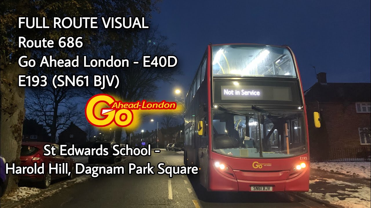 FULL ROUTE VISUAL | 686: St Edwards School - Harold Hill, Dagnam Park ...