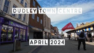 Dudley Town Centre High Street Walk (West Midlands Black Country) - Sunday Morning April 2024