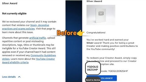 🥈Creator award 😱problem Solve 🔜 Not Currently Eligible Silver 🥈 play button ▶️