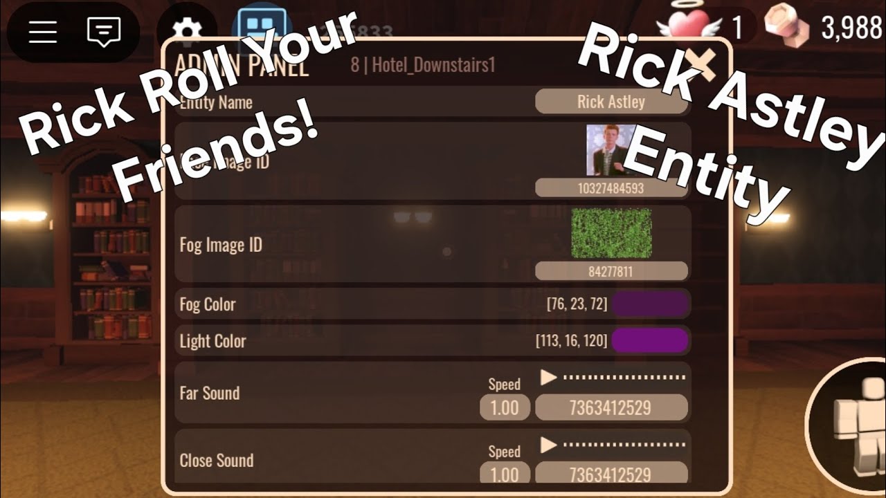 Doors Admin Panel | How to make Rick Astley Entity and Rick Roll You Friends!