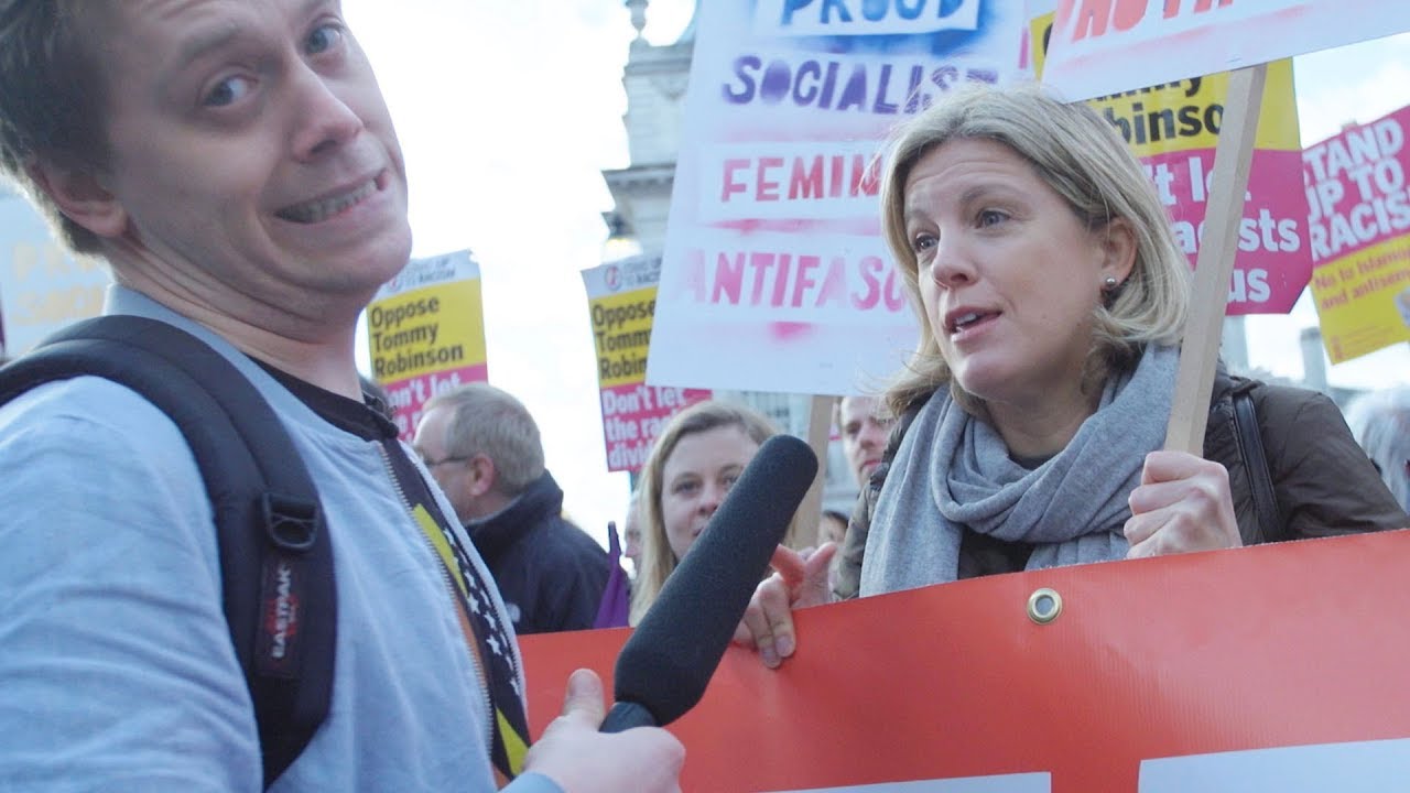 Film backdrop image for Owen Jones goes to an anti-fascist march: 'A day of humiliation for Tommy Robinson' (2018)