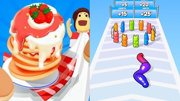 Pancake Run Vs Gummy Worm Go - Max Level Gameplay Walkthrough (Android iOS) New Update