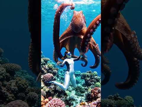 A Giant Octopus catch a Girl in sea Funny Ai Video #foryou #funny #viral #shorts #ai