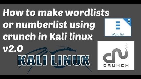 Create wordlist using crunch in kali linux