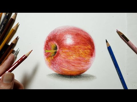 色鉛筆でリンゴを描いてみた リアルな絵 Youtube