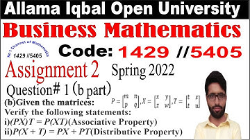 aiou 1429/5405 code business mathematics assignment 2 quesion 1 (b part) || ASIFBRAIN
