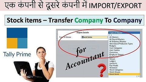 Export & Import Stock Item in Tally Prime in Hindi