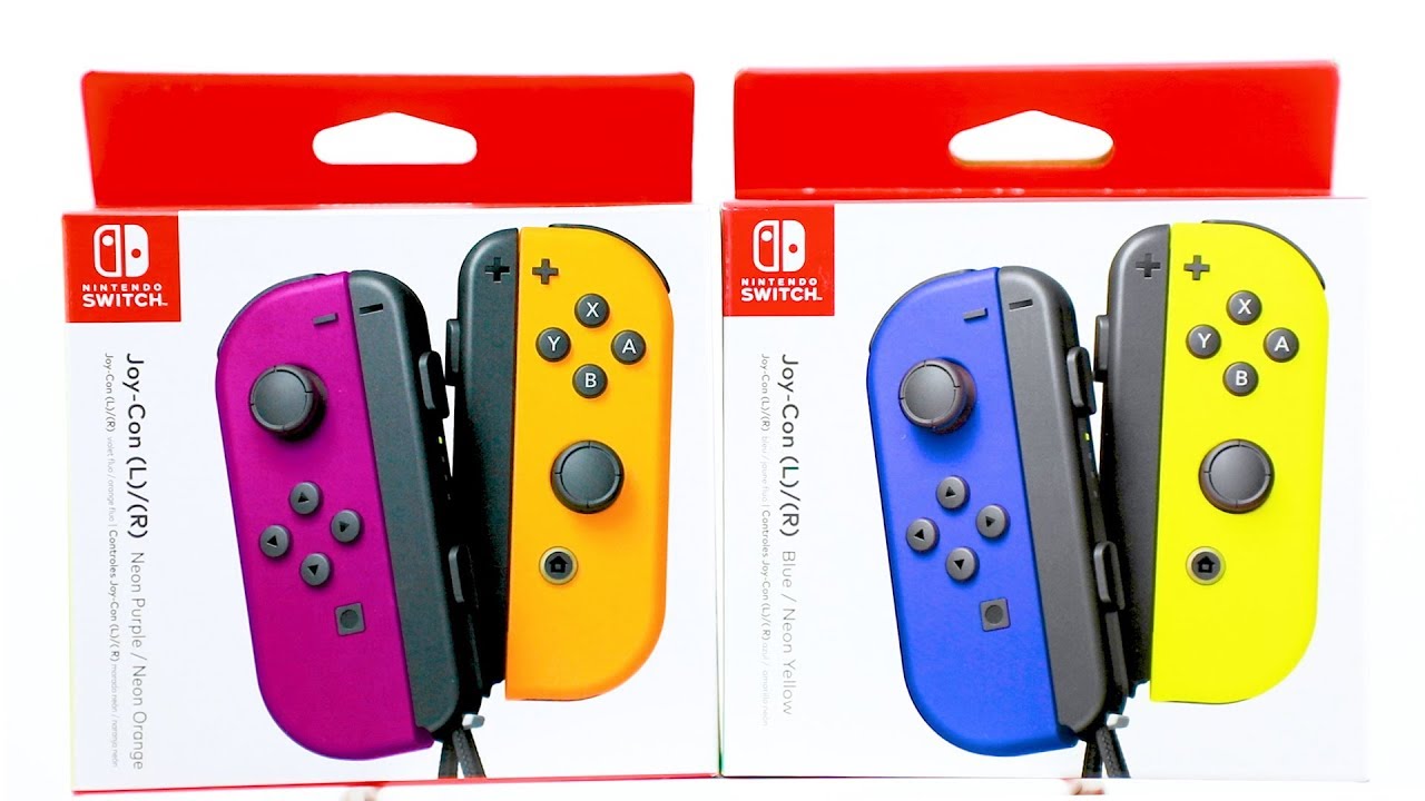 Unboxing New Nintendo Switch Joy Cons Neon Purple With Neon Orange And Dark Blue With Neon Yellow Youtube