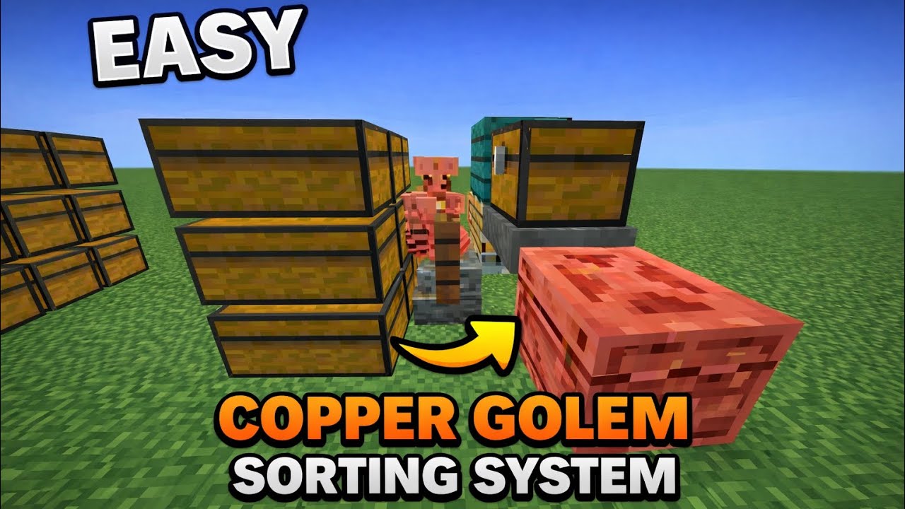 THE EASIEST FOOLPROOF Copper Golem Sorting System in Minecraft - YouTube