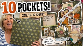 I Made 10 Junk Journal Pockets From ONE 12x12 Sheet! 