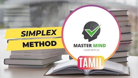 Simplex Method in Tamil | Simplex Method |  Optimization Techniques | @mastermind90614 |