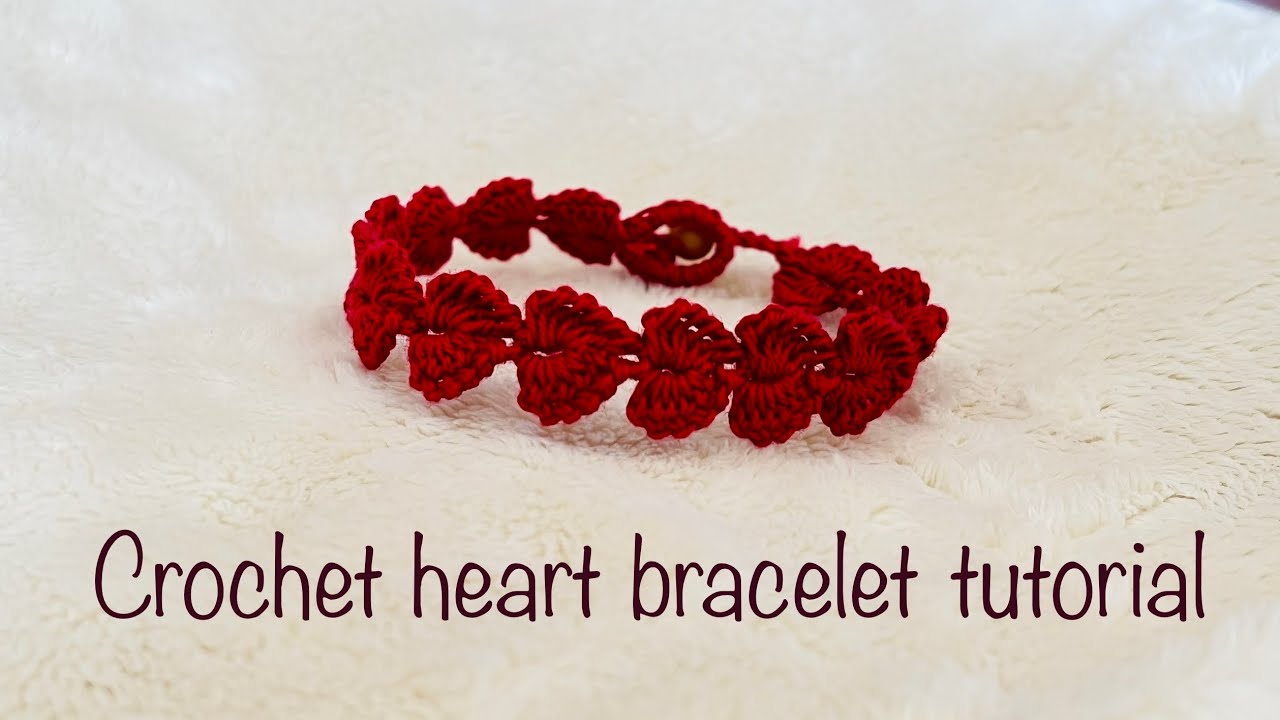 Quick and simple crochet heart bracelet pattern | Hækling, Garn, Hæklede  kanter