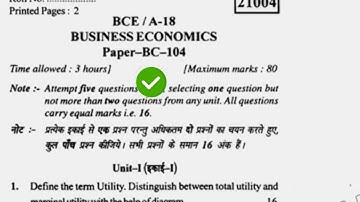 2018 Kuk BCom 1st Sem Business Economics Question Paper