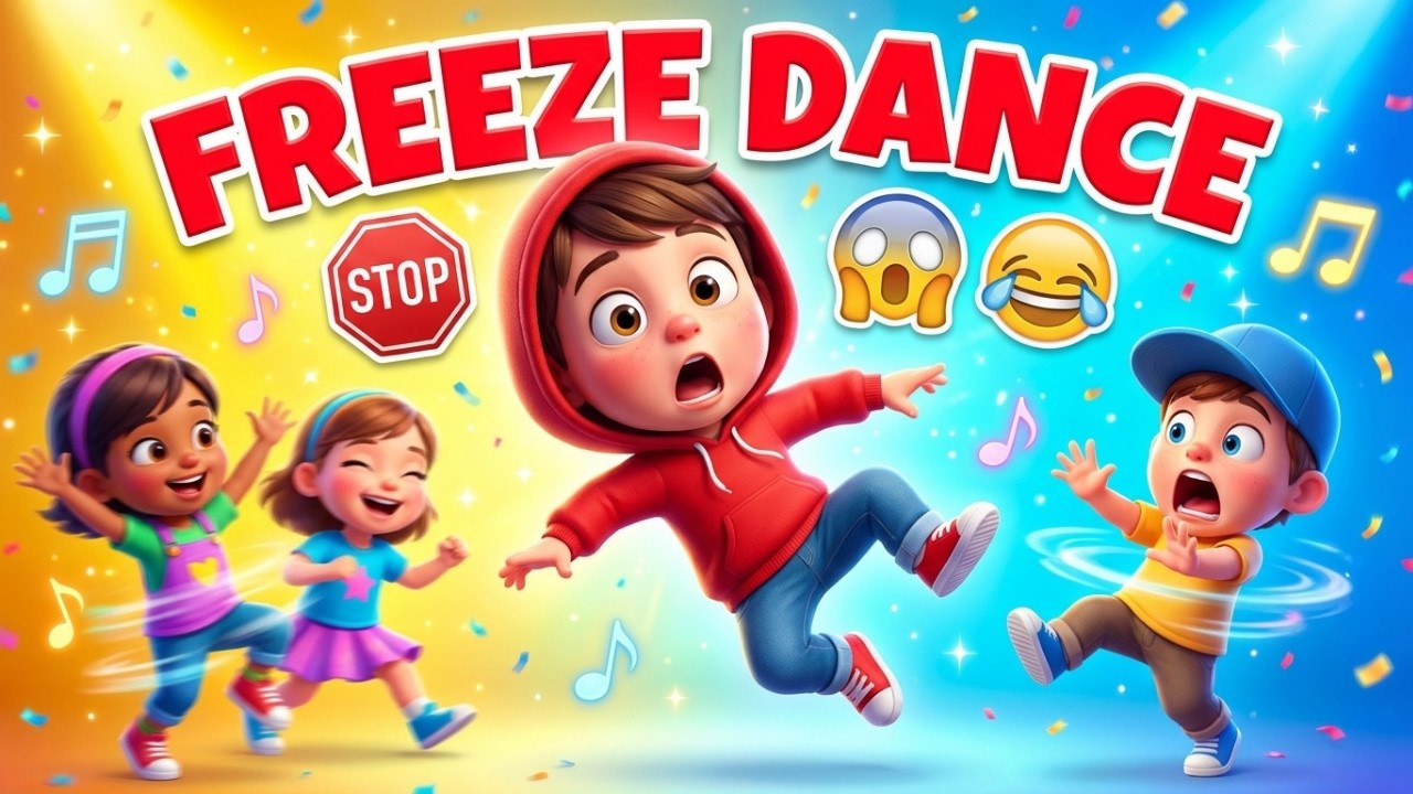 FREEZE Dance Song 🕺Dance Party | Fun Action Song for Toddlers And ...