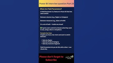 Power BI Interview questions Part 23 | What are Field Parameters in Power BI #powerbi #powerbishorts