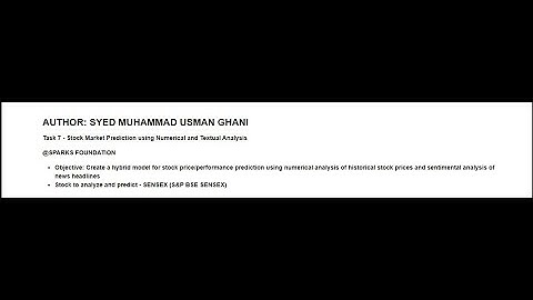 Task 7 - Stock Market Prediction using Numerical and Textual Analysis(Level - Advanced)