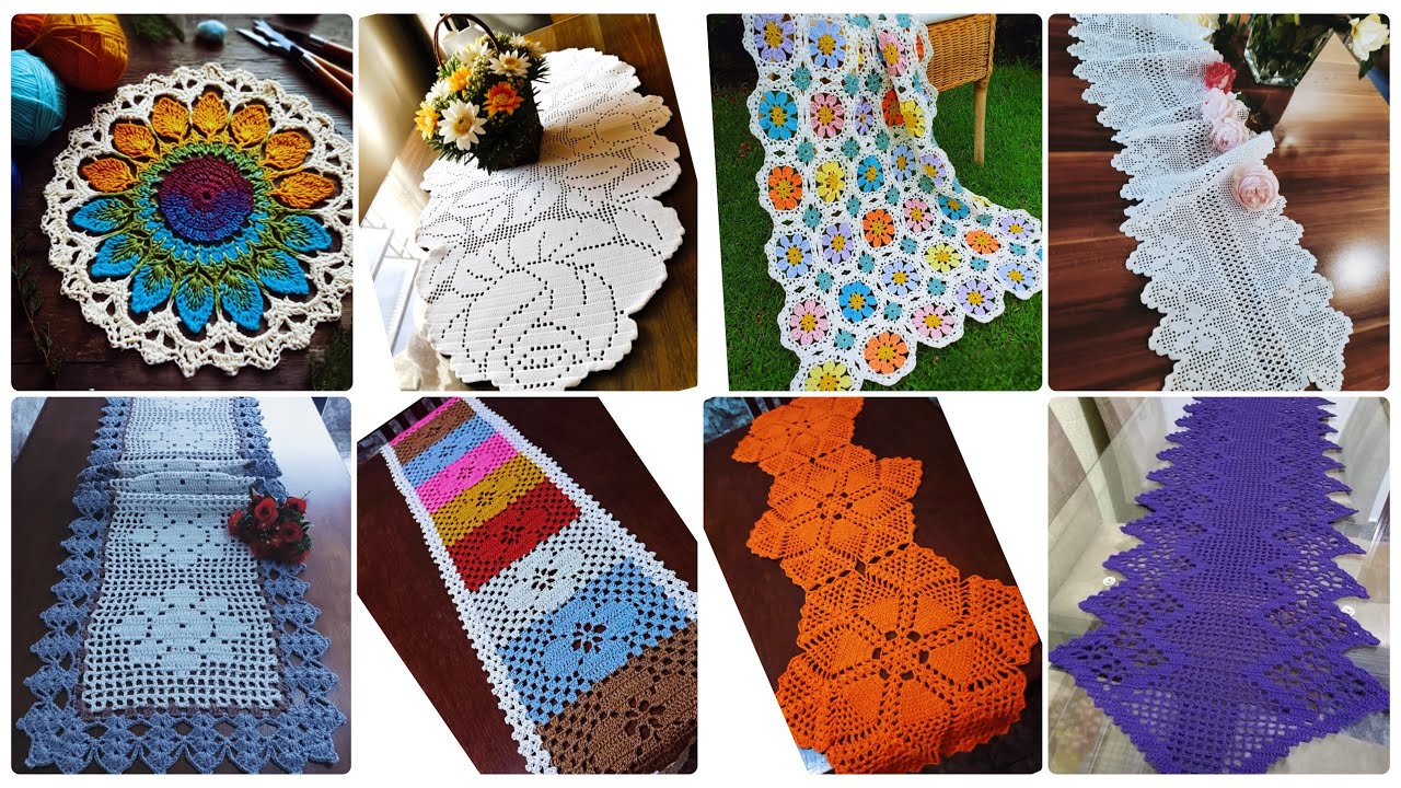 Очень привлекательные и красивые вязаные крючком скатерти-дорожки 🌹🌹🌹 #crochettablerunner