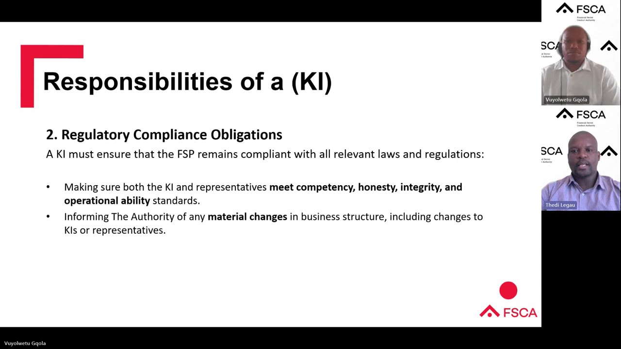 FAIS Webinar - Key Individual Roles and Responsibilities March 2025