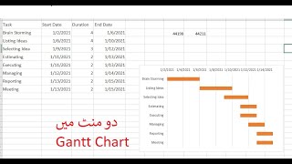 Gantt Chart in MS Excel; Urdu/Hindi, just two minutes