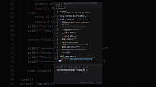 IPL cricket in Python Terminal #iplshorts #ipl  #coding #python #cricket #gamedev