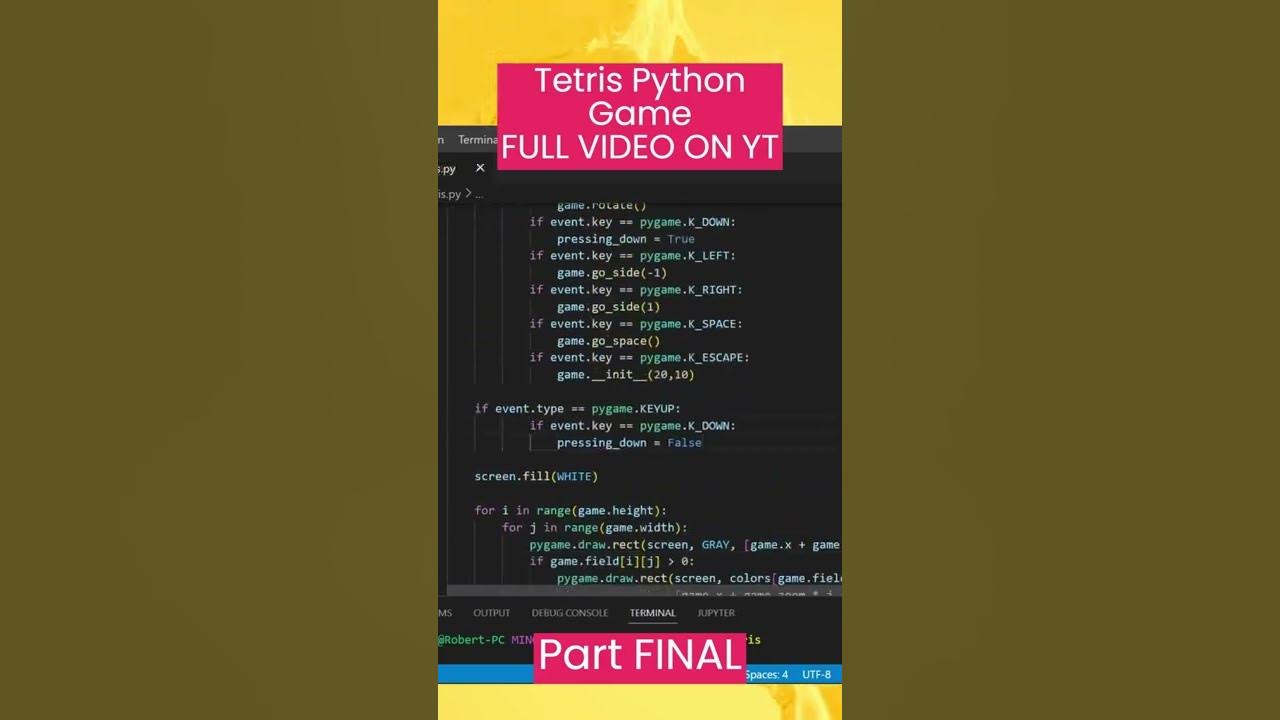 Python Tetris Game Using Pygame PART FINAL #programming #python # ...