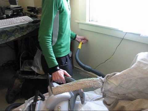 Leaf blower blowing polystyrene bead wall insulation - YouTube