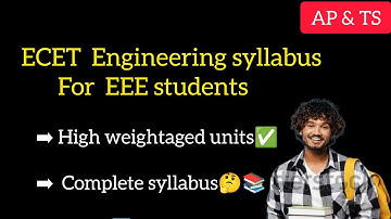 ECET 2025 core subjects syllabus for EEE students||Highest weightaged units #ecet #apecet #education