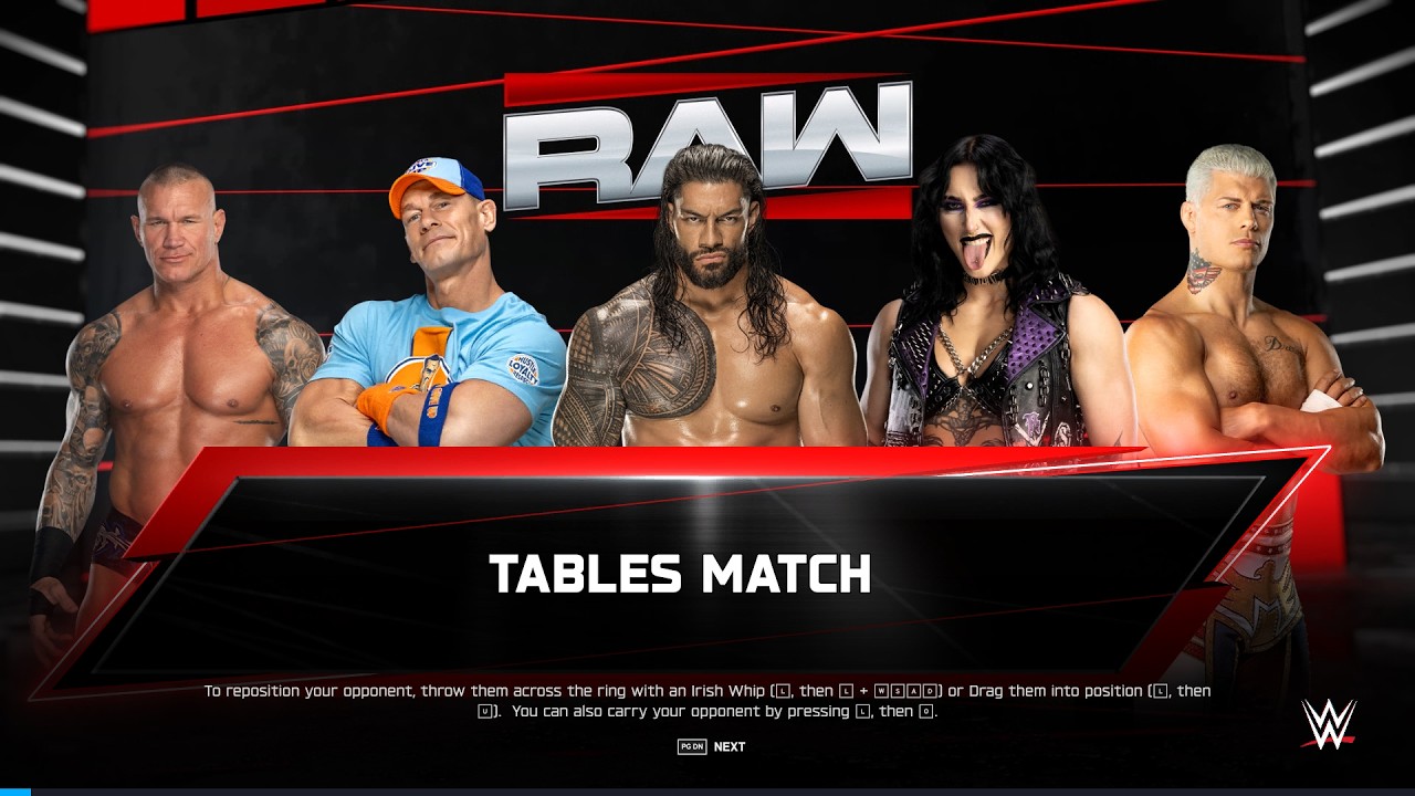 Roman Reigns vs Randy Orton vs John Cena vs Cody Rhodes vs Rhea Ripley | Table Match