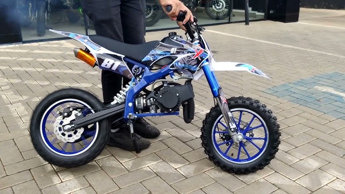 Mini Moto Cross Trilha 49cc bz Arena Azul Partida a Corda Gasolina