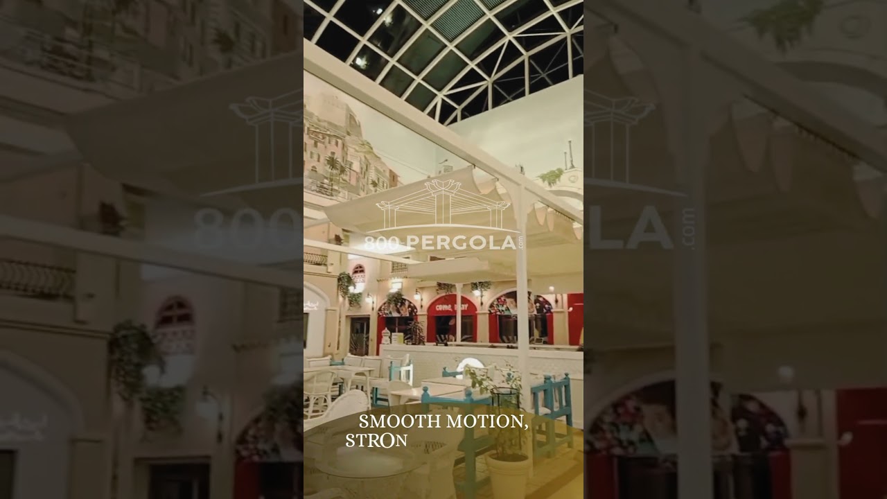 Final Installation | Motorized Wave Fabric Pergola at Mercato Mall | 800PERGOLA