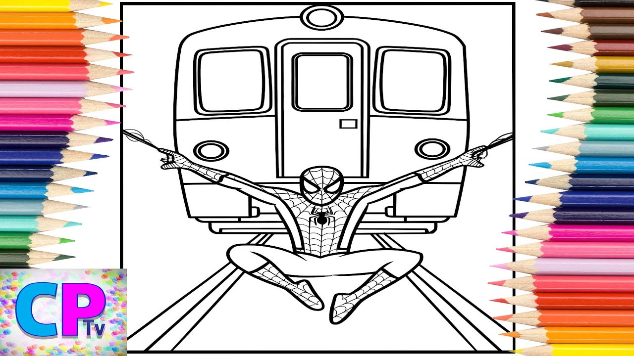 Spiderman Runs Away from the Train/Spiderman Coloring Pages/No Hero ...