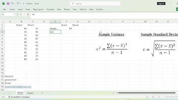 Range, variance, and standard deviation in excel