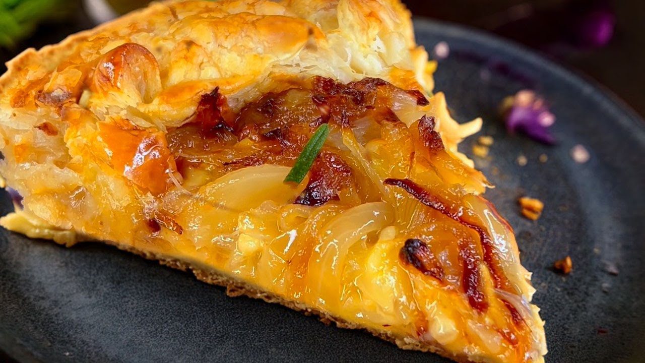 Медово-луковый пирог: 4 ингредиента! БЕЗ ЯИЦ! Легкий рецепт быстрого ужина