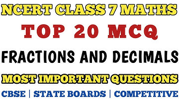 Best MCQ Class 7 Fractions & decimals // EXEMPLAR CHAPTER 2 || Fractions & Decimals #class7maths