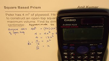 Find dimensions of square based prism for maximum volume with given surface area