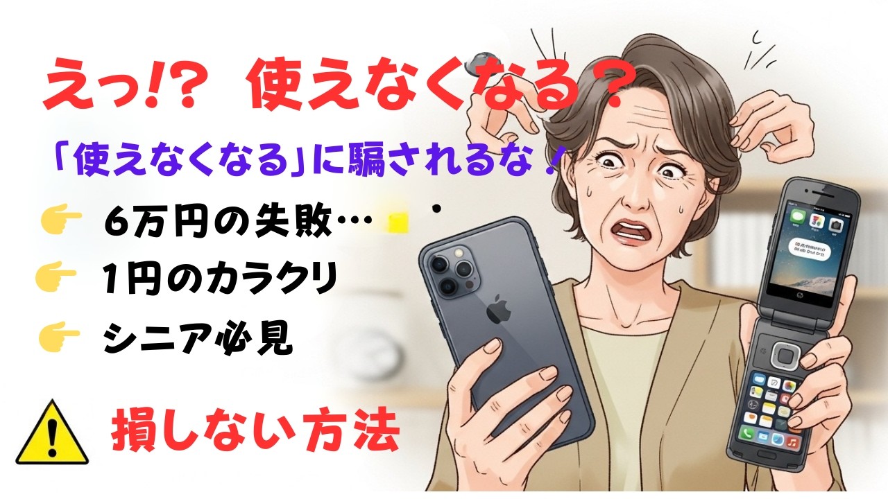 【NTTドコモの3G終了】ガラケー終了の本当の話！「1円スマホ」の落とし穴！シニアが失敗しないスマホの選び方