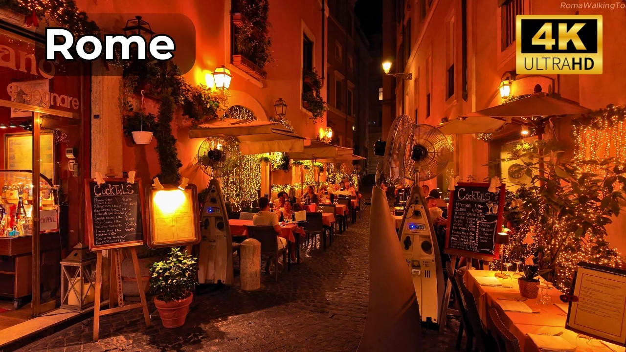Рим Италия 🇮🇹 - ПРЕКРАСНАЯ Вечерняя Прогулка по Вечному Городу | 4K Пеший Тур