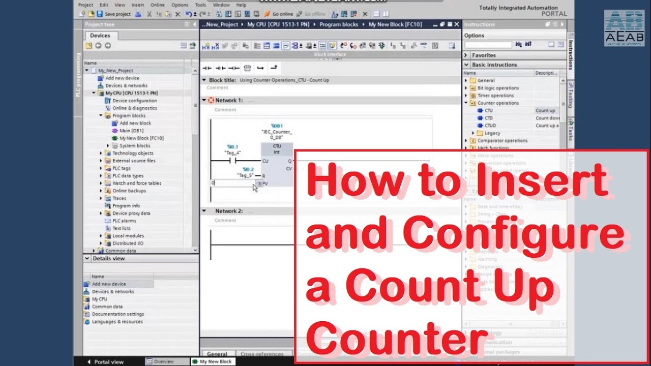 How to Insert and Configure a Count Up Counter in TIA Portal Project ...