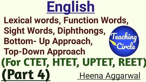 Lexical Words, Function Words, Sight Words, Diphthongs, Bottom - Up Approach, Top Down - Approach