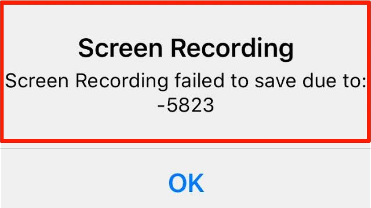 Failed to save data. Screen recording failed to save.