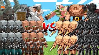 VILLAGERS & PILLAGERS vs PIGLINS & WITHERS in Mob Battle