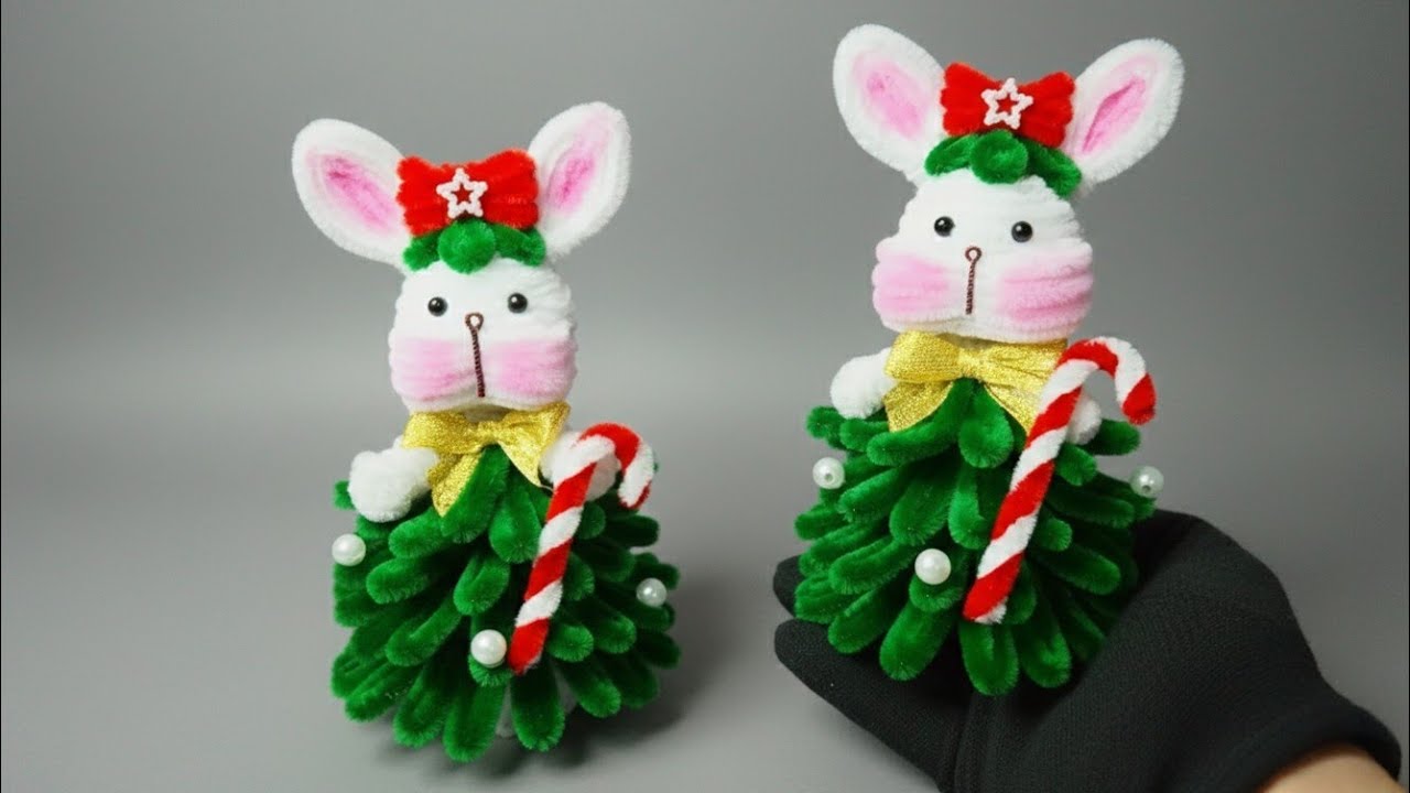 Pipe cleaner Christmas Craft🐰How To Make Pipecleaner bunny tutorial#pipecleaner#diy #craft#christmas