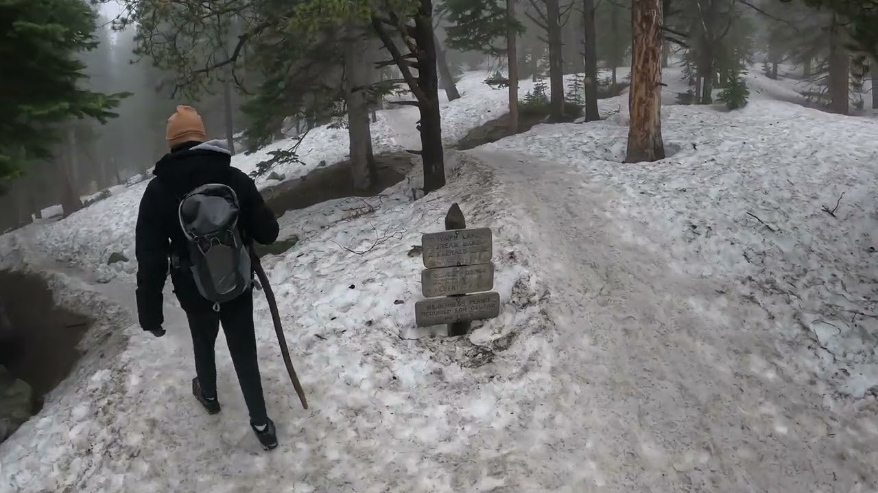 Snow Covered Trail to Waterfall - Rocky Mount National Park