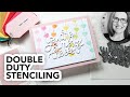 Use a stencil two ways on the same card! (Ink blending + dry embossing!)