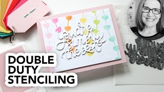 Use a stencil two ways on the same card! (Ink blending + dry embossing!)